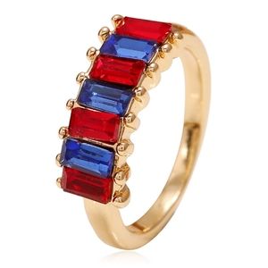 Gold Red & Blue Rhinestone Ring